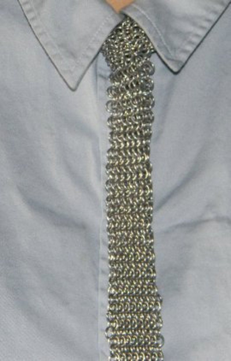 Bright Aluminum Chainmail Neck Tie
