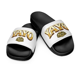 A1exo YAYO Men's Slides - Gold Logo Black Pool Slides