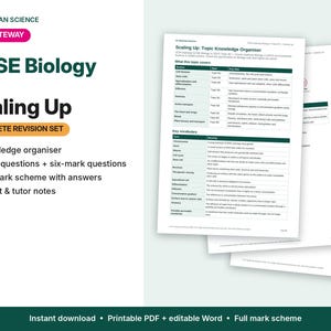 OCR Gateway GCSE 生物学 B2 スケールアップ復習パック | 知識整理シート、試験問題、採点基準 | 印刷可能なPDF + Word