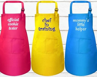 Custom Kids Aprons, Personalized Children's Aprons, Chef in Training, Mommy's Helper, Art Apron, Cooking Apron