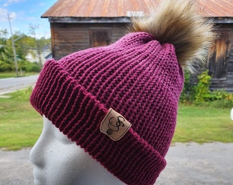 Slouchie Beanie Hat, Pink Ombre Tuque
