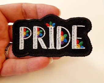 Pride Iron-On Patch, Rainbow Flowers, Embroidered Patch