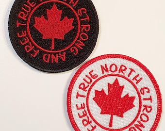True North Strong And Free Iron-On Patch, Canadian Embroidered Patch