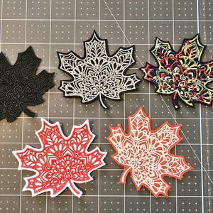 Maple Leaf Mandala Patch: Embroidered Iron-On or Sew-On Applique