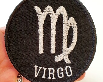 Virgo Symbol Iron-On Patch, Zodiac Sign, Embroidered Patch