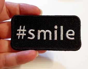 Smile Iron-On Patch, #smile, Embroidered Patch