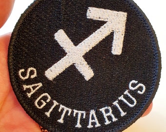 Sagittarius Symbol Iron-On Patch, Zodiac Sign, Embroidered Patch