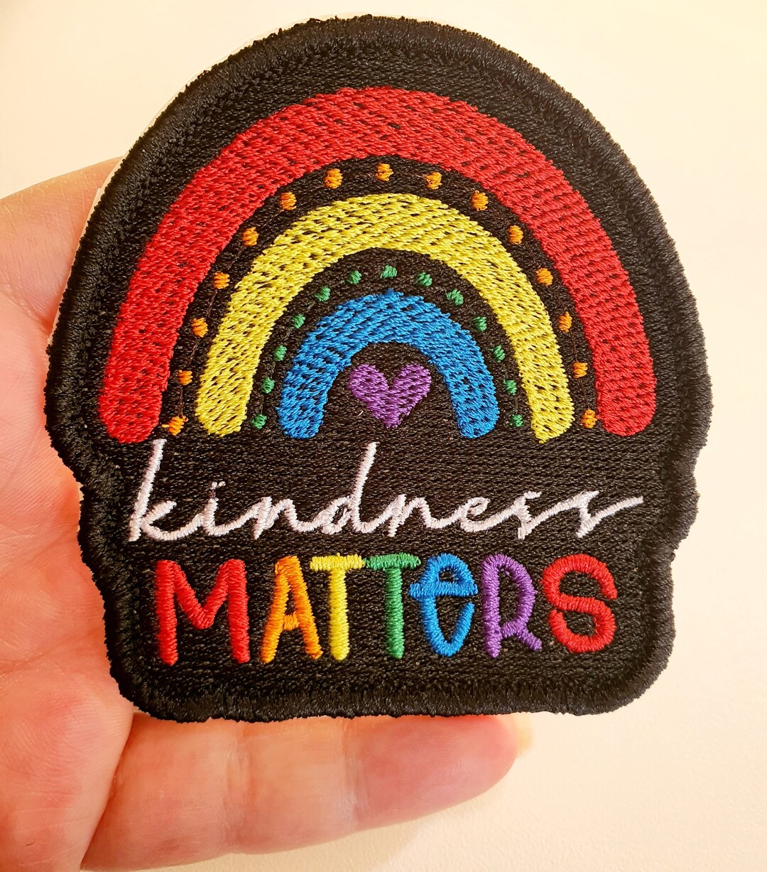 Kindness Matters Iron-On Patch, Rainbow and Heart, Embroidered Patch ...