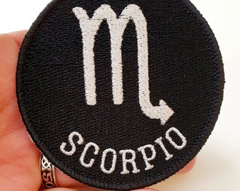 Scorpio Symbol Iron-On Patch, Zodiac Sign, Embroidered Patch