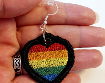 Pride Heart Earrings, Rainbow Hearts, Pierced Earrings