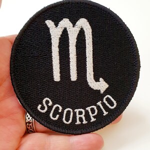 Scorpio Symbol Iron-On Patch, Zodiac Sign, Embroidered Patch
