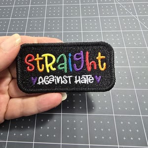 Straight Against Hate Iron-On Patch, Embroidered Patch