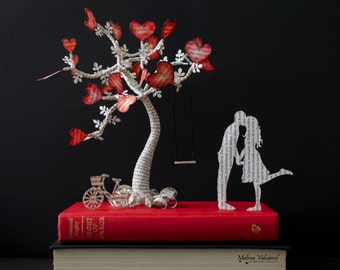 The Tree of Love - Book Art - Book Sculpture - Altered Book - Handmade Gift