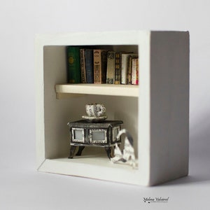 ON SALE - Diorama - Reading in Good Company - Miniatures - Paper Art - Home Decor - Elegant Miniatures - Eco-friendly - Unique Decor