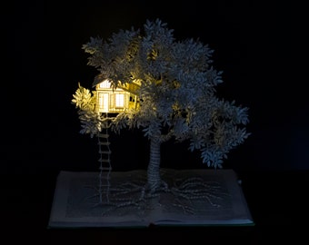 TreeHouse Book Art - Book Arts - Altered Book - Book Sculpture