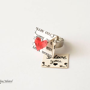 Personalised Message Envelope Ring Paper Ring Miniature Envelope Ring with Personalised Message image 1