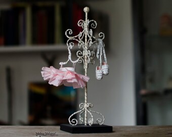 ON SALE - Miniature Coat Rack with Tutu and Ballerina Shoes - Paper Sculpture - Paper Art