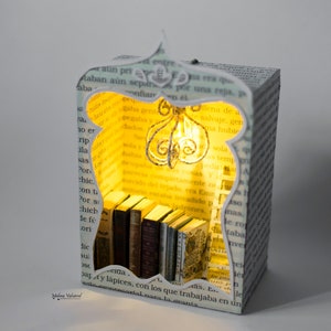 ON SALE - Miniature Library - Mini Bookshelf - Paper Art