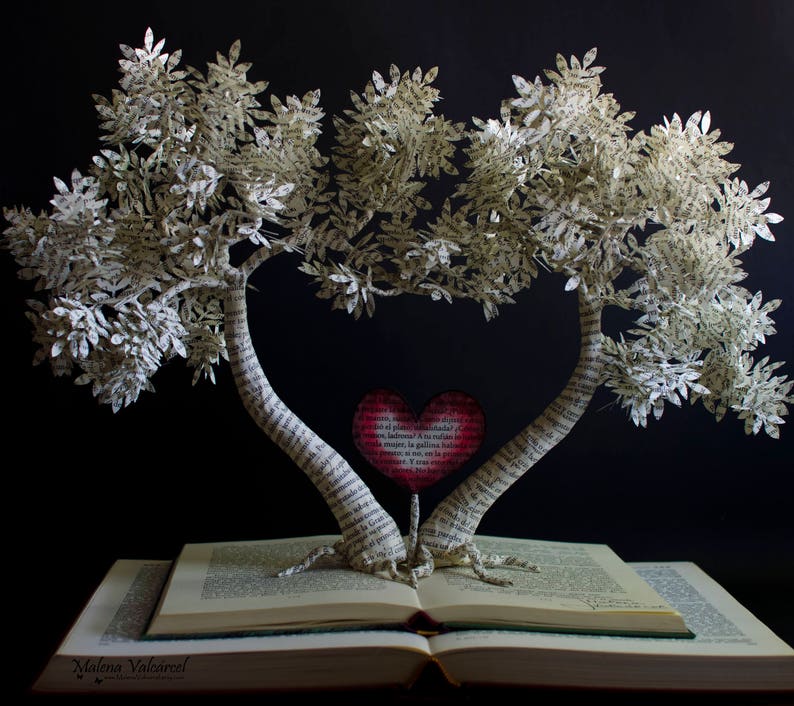 The Tree of Love Book Art Book Sculpture Altered Book Handmade Art Paper Art Paper Tree image 7