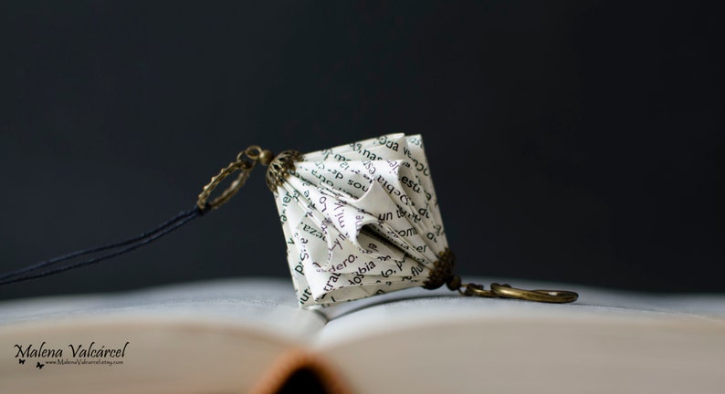 Book Paper Necklace Paper Jewelry Paper Art Origami miniature sculpture image 4