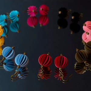 Spherical Paper Earrings, upcycled Earrings, cardstock Earrings, paper jewelry