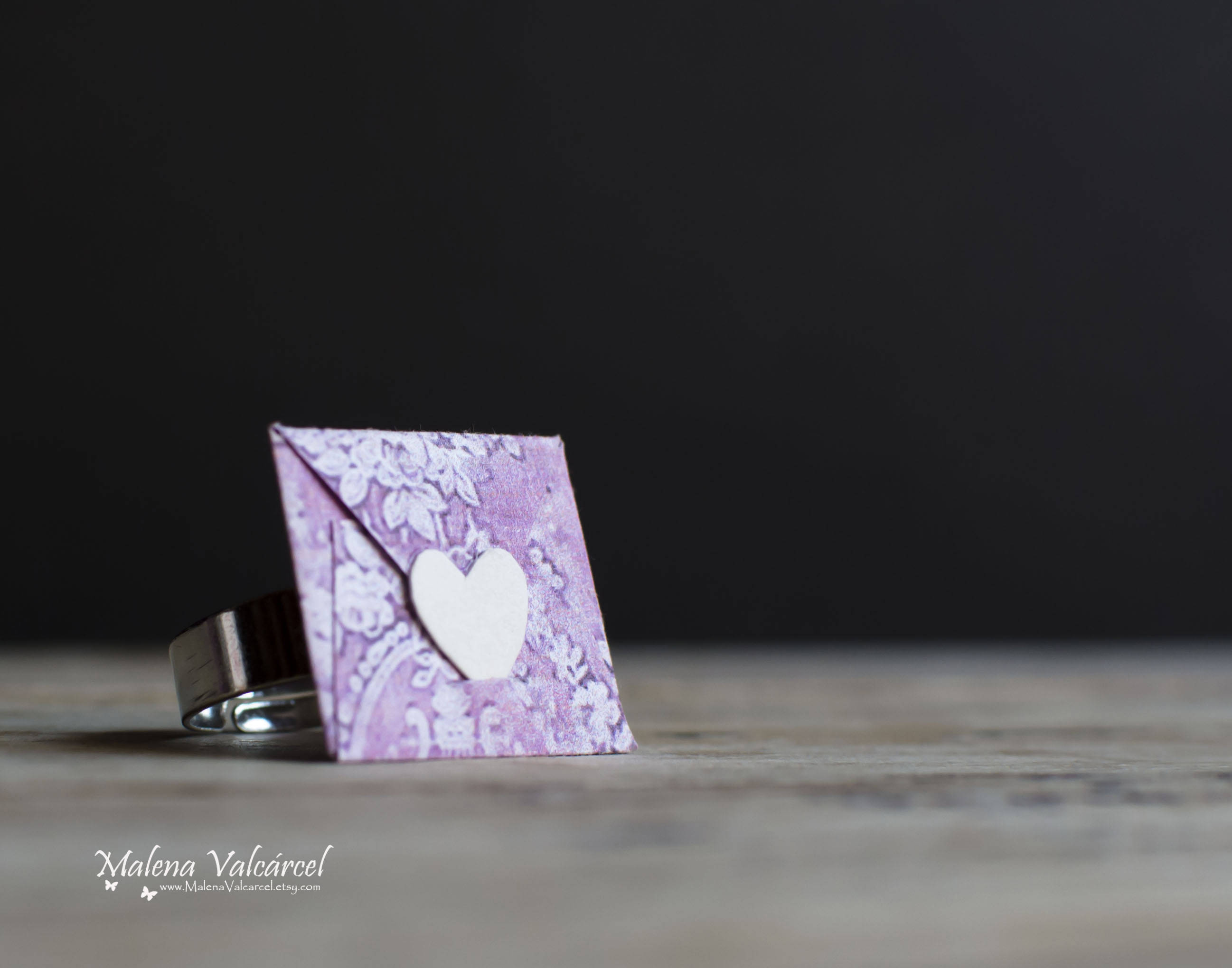 Personalised Message Envelope Ring Paper Ring Miniature Etsy