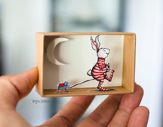 夢を追いかけよう - マッチ箱ジオラマ - ペーパーアート - Etsy 日本