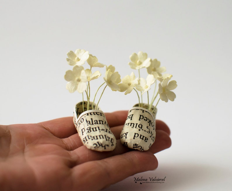 Flowers in my Shoes Miniature Paper Art Chic Miniatures Miniature Style Sustainable Paper Gift First Anniversary image 2