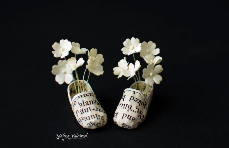 Flowers in my Shoes Miniature Paper Art Chic Miniatures Miniature Style Sustainable Paper Gift First Anniversary image 4