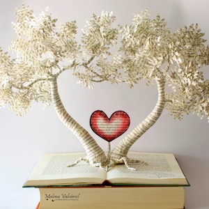 The Tree of Love Book Art Book Sculpture Altered Book Handmade Art Paper Art Paper Tree image 2