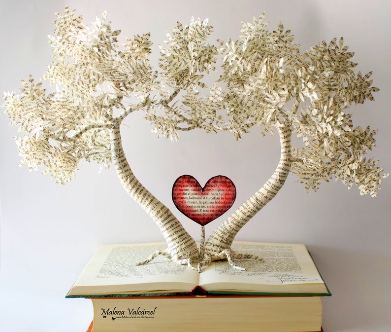 The Tree of Love Book Art Book Sculpture Altered Book Handmade Art Paper Art Paper Tree image 2