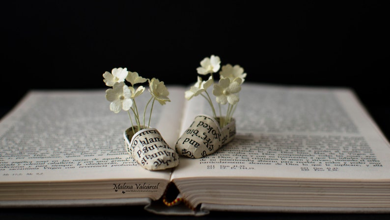 Flowers in my Shoes Miniature Paper Art Chic Miniatures Miniature Style Sustainable Paper Gift First Anniversary image 3