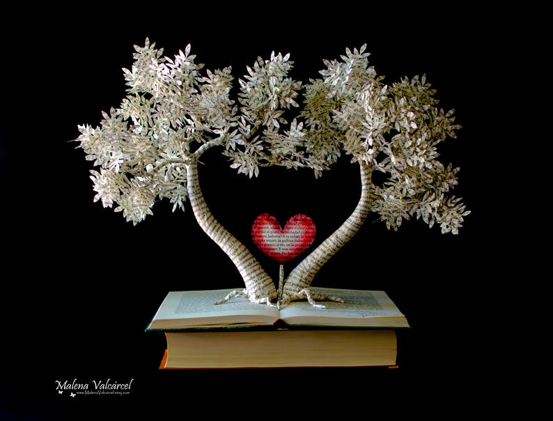 The Tree of Love Book Art Book Sculpture Altered Book Handmade Art Paper Art Paper Tree image 8