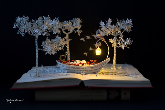 Into the Mystic Book Sculpture: Altered Book Art With LED Light - Etsy