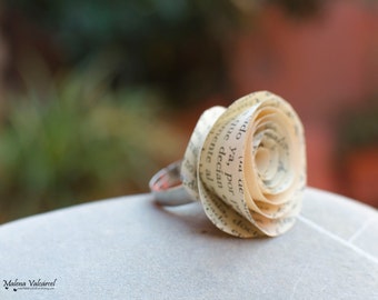 Paper Flower Ring, adjustable ring, recycled paper