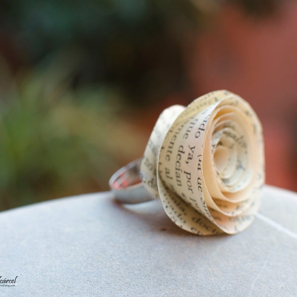 Paper Flower Ring, adjustable ring, recycled paper