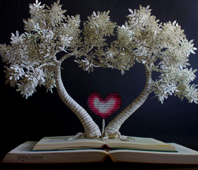 The Tree of Love Book Art Book Sculpture Altered Book Handmade Art Paper Art Paper Tree image 3