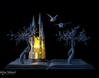 Harry Potter Book Sculpture - Boekkunst - Veranderd boek - Decoratieve kunst - Duurzaam - Eco-vriendelijk - Gerecycleerde kunst - Harry Potter Art