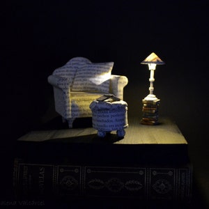 Diorama Paper Sculpture Handmade Art Miniature Art Book Nook Book Paper Diorama with light Great Comfort image 4