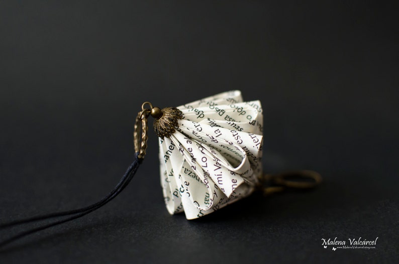 Book Paper Necklace Paper Jewelry Paper Art Origami miniature sculpture image 1