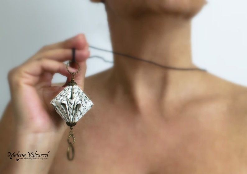 Book Paper Necklace Paper Jewelry Paper Art Origami miniature sculpture image 5