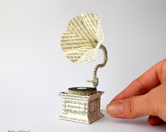 Miniature Paper Art - Paper Gramophone - Book Paper Arts - Paper miniatures