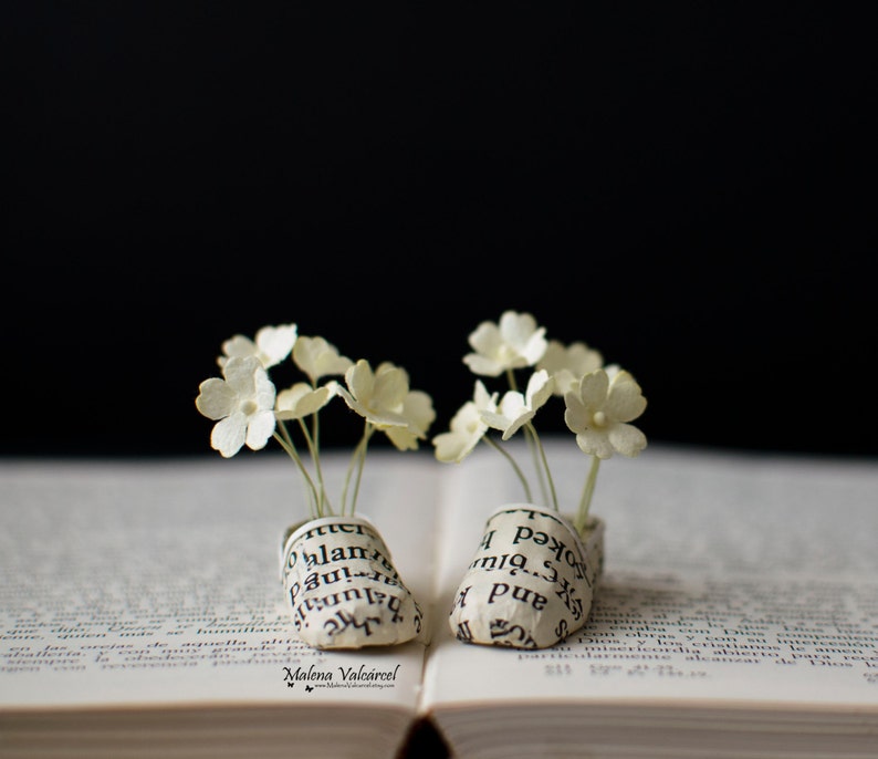 Flowers in my Shoes Miniature Paper Art Chic Miniatures Miniature Style Sustainable Paper Gift First Anniversary image 1