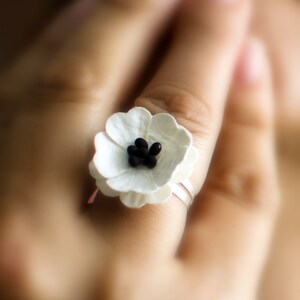 Paper Poppy Ring - Paper Jewelry - Paper Flower Ring - Paper Art - Paper Flower - First Anniversary Gift - Valentines Gift