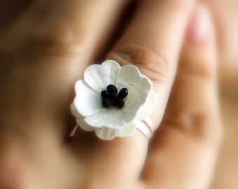 Paper Poppy Ring - Paper Jewelry - Paper Flower Ring - Paper Art - Paper Flower - First Anniversary Gift - Valentines Gift