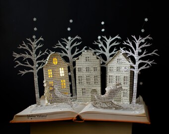 On Sale - Christmas Book Art - Christmas Book Sculpture - Book Arts- Altered Book