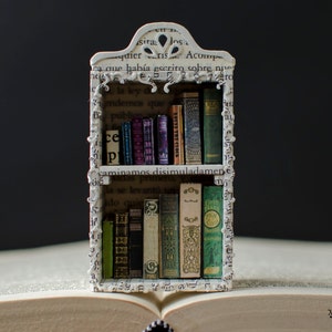 Paper Art - Miniature Library With Tiny Books - Diorama - Etsy