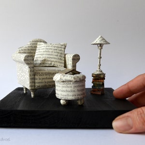 Diorama Paper Sculpture Handmade Art Miniature Art Book Nook Book Paper Diorama with light Great Comfort image 2