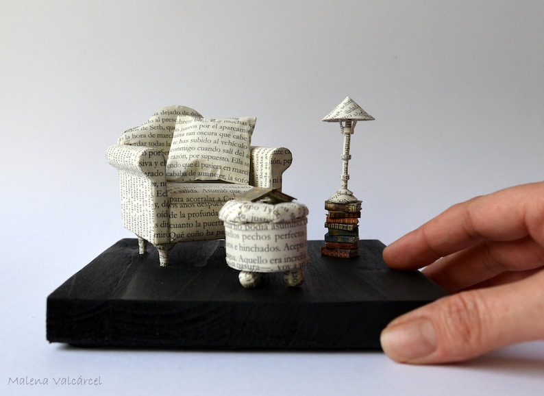 Diorama Paper Sculpture Handmade Art Miniature Art Book Nook Book Paper Diorama with light Great Comfort image 2