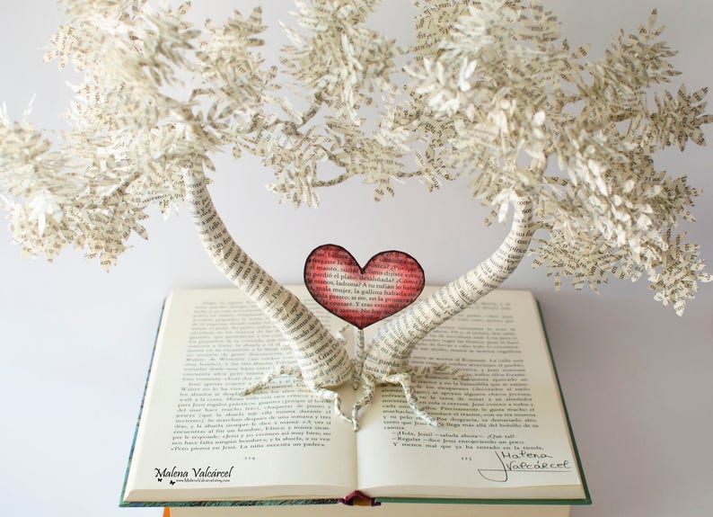 The Tree of Love Book Art Book Sculpture Altered Book Handmade Art Paper Art Paper Tree image 6